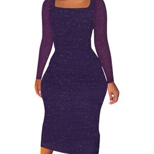 Sparkly Purple Long Sleeve Dress
